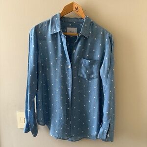 Rails Ingrid Chambray / Denim Blend Polka Dot Shirt